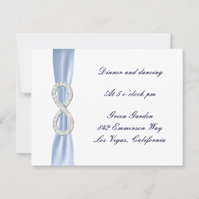 Tarjeta de recepción Blue Diamond Infinity Wedding (Anverso)