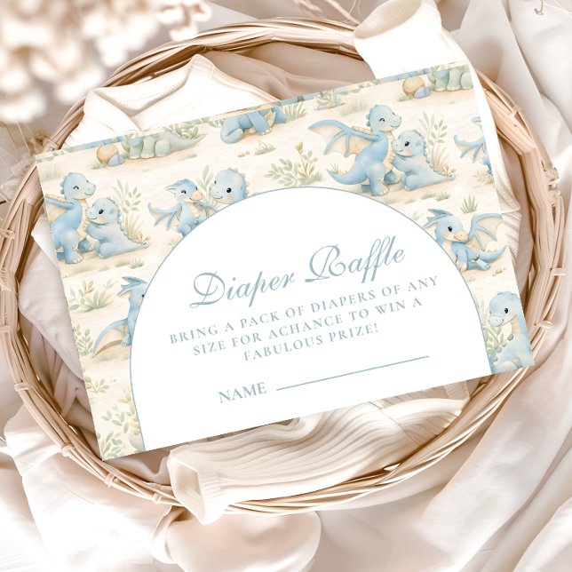 Tarjeta De Recepción Blue Dinosaur Storybook Baby Shower Diapper Raffle (Subido por el creador)