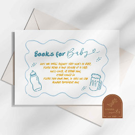 Tarjeta De Recepción Blue Doodle Baby está preparando libros para bebé