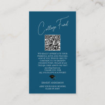 Blue Elegant Graduation Photo QR Code College Fund