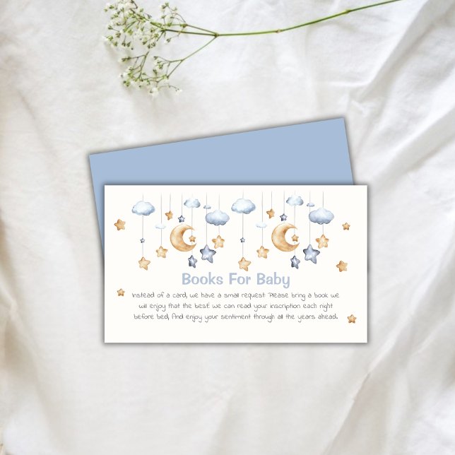 Tarjeta De Recepción Blue Elegkle Twinkle Books Para Baby Shower (Blue Elegant Twinkle Twinkle Books For Baby Shower Enclosure Card)