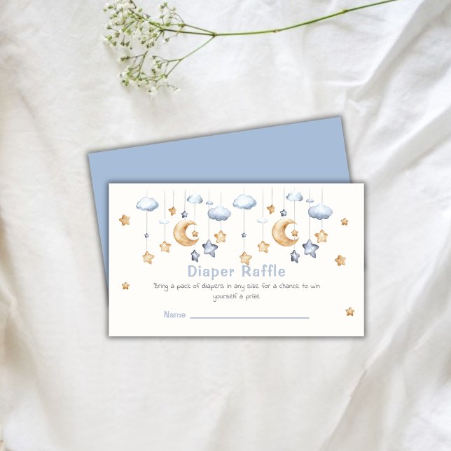 Tarjeta De Recepción Blue Elegle Twinkle Diaper Raffle Baby Shower (Blue Elegant Twinkle Diaper Raffle Baby Shower Enclosure Card)