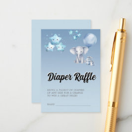 Tarjeta De Recepción Blue Elephant & Balloon Baby Shower Diaper Raffle