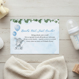 Tarjeta De Recepción Blue Elephant Books for Baby Shower Card