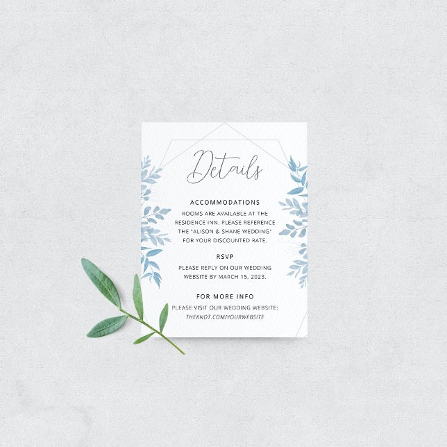 Tarjeta De Recepción Blue Eucalyptus Wedding Details Enclosure Card (Subido por el creador)