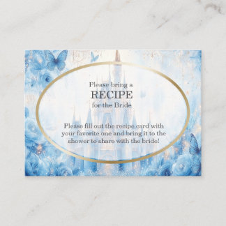 Tarjeta De Recepción Blue Fairytale Castle Bridal Shower Recipe Request