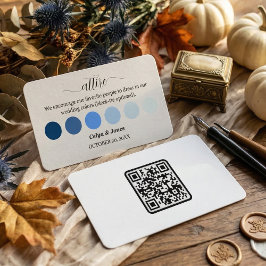 Tarjeta De Recepción Blue Fall Wedding Attire Dress Code Palette QR Cod