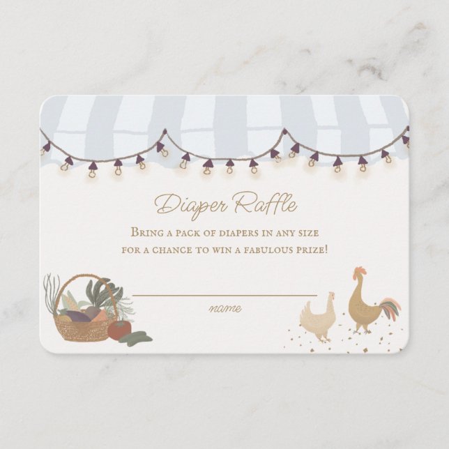 Tarjeta De Recepción Blue Farmers Market Farm Diaper Raffle Insert (Anverso)