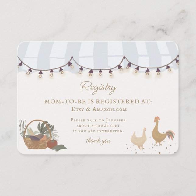 Tarjeta De Recepción Blue Farmers Market Farm Fresco Registro Insertar (Anverso)