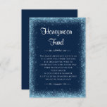 Tarjeta De Recepción Blue Faux Purpurina Boda Honeymoon Fund<br><div class="desc">Añada estas tarjetas de inscripción de la moda Blue Faux Purpurina Boda Honeymoon Fund en sus invitaciones para que sus invitados sepan que tiene un fondo para luna de miel. El texto y el color de fondo se pueden cambiar para adaptarlos a sus necesidades.</div>