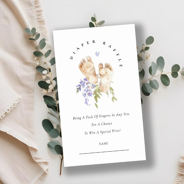 Tarjeta De Recepción Blue Feed Floral Boy Diaper Raffle Baby Shower (Subido por el creador)