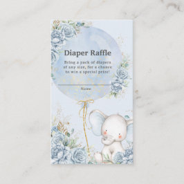 Tarjeta De Recepción Blue Floral Balloon Elephant Baby Shower Diaper