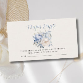 Tarjeta De Recepción Blue Floral Boy Baby Shower Diaper Raffle Ticket