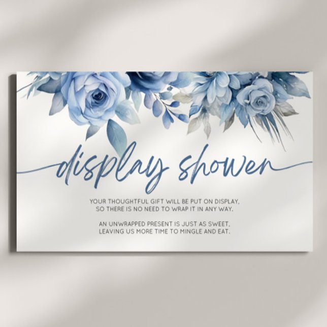 Tarjeta De Recepción Blue Floral Bridal Baby Shower Display Shower (Subido por el creador)