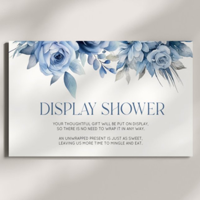 Tarjeta De Recepción Blue Floral Bridal Baby Shower Display Shower (Subido por el creador)