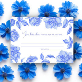 Tarjeta De Recepción Blue floral Bridal shower Date night ideas
