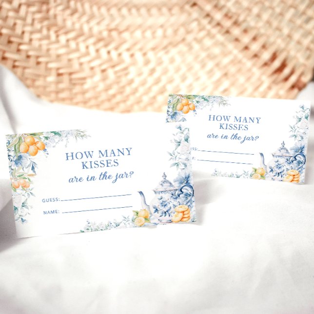 Tarjeta De Recepción Blue Floral Citrus Theme Cuántos Besos (Subido por el creador)