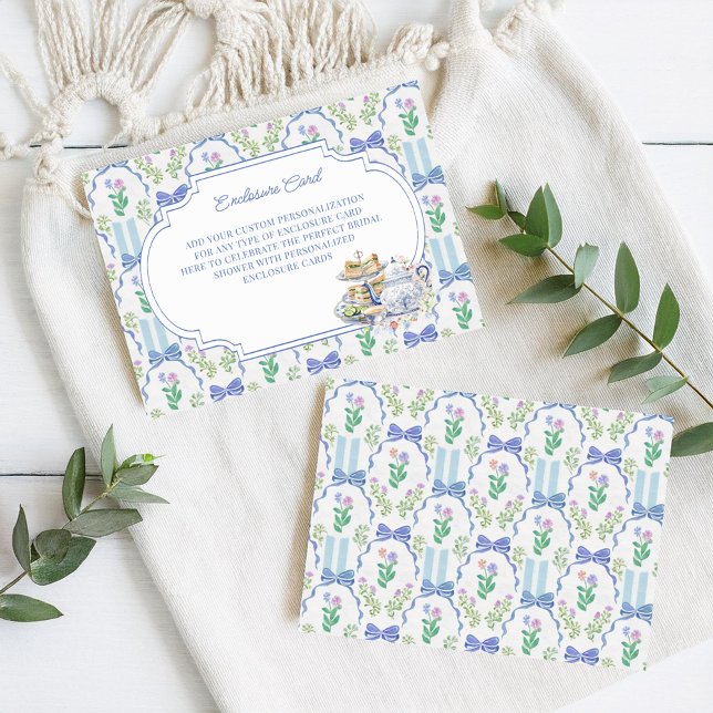 Tarjeta De Recepción Blue Floral Coquette Tea Fiesta Bridal Shower (Subido por el creador)