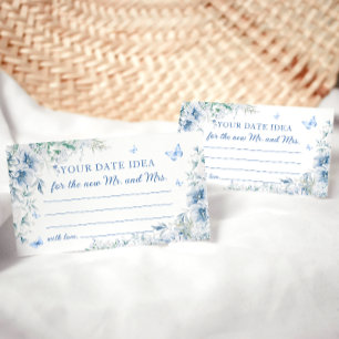 Tarjeta De Recepción Blue Floral Date Night Ideas Bridal Shower Card