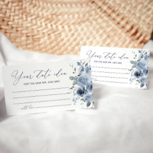 Tarjeta De Recepción Blue Floral Date Night Ideas Bridal Shower Card