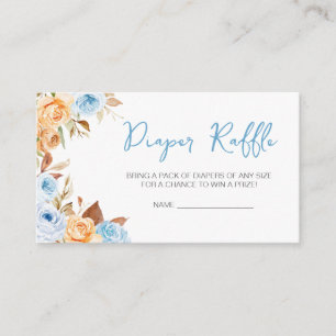 Tarjeta De Recepción Blue Floral Fall Calabaza Baby Shower Diaper Raffl