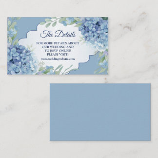 Tarjeta De Recepción Blue Floral Green Leaves Frame Wedding Detail