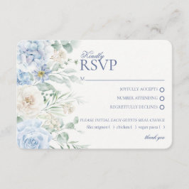 Tarjeta De Recepción Blue Floral Hydrangea Boda Botánica RSVP