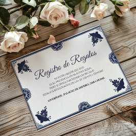 Tarjeta De Recepción Blue Floral Otomi Simple Fiesta Spanish Wedding