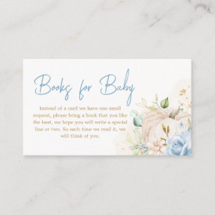 Tarjeta De Recepción Blue Floral Sweet Little Pumpkin Books para el beb