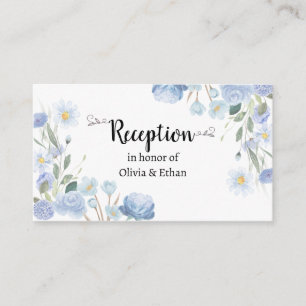 Tarjeta De Recepción Blue Floral Wedding Reception Card
