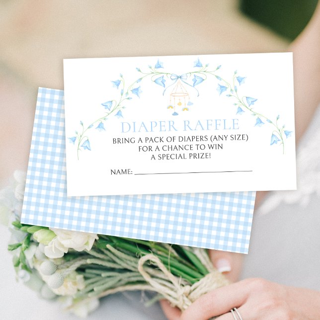 Tarjeta De Recepción Blue Flower Bluebell Baby Shower Diaper Raffle (Subido por el creador)