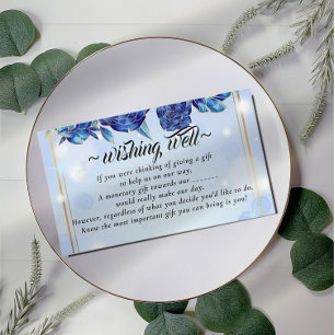 Tarjeta De Recepción Blue Flower Gold WWall Well for Boda