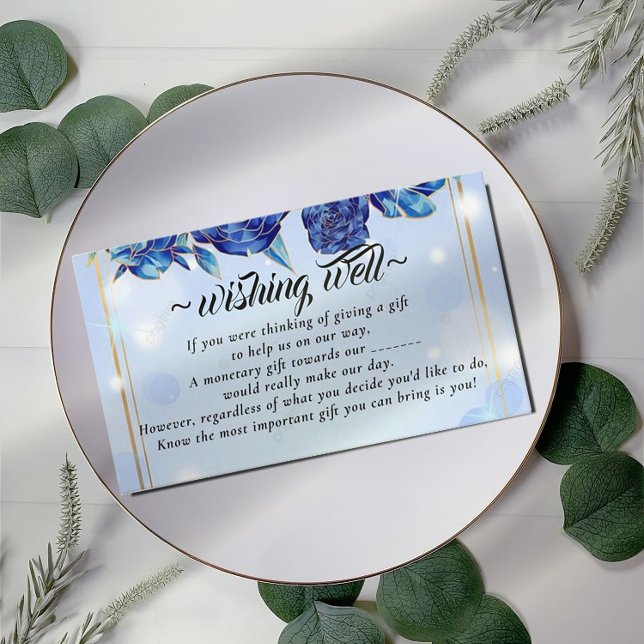 Tarjeta De Recepción Blue Flower Gold WWall Well for Boda (Subido por el creador)