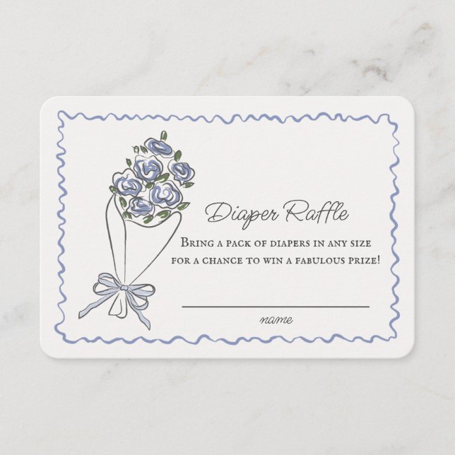 Tarjeta De Recepción Blue Flower Market Floral Diaper Raffle Insert (Anverso)