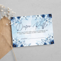 Blue Flowers Boy Baby Shower Diaper Raffle