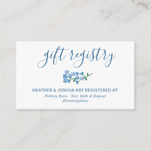 Tarjeta De Recepción Blue Forget Me Not Calligraphy Gige Registry