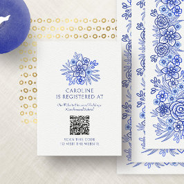 Tarjeta De Recepción Blue French Floral Registry Bridal Shower