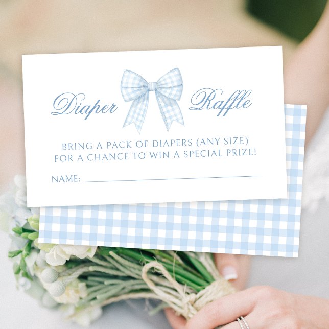 Tarjeta De Recepción Blue gingham arco bebé ducha diaper raffle (Subido por el creador)