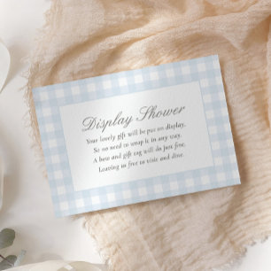 Tarjeta De Recepción Blue Gingham Baby Shower Display Shower