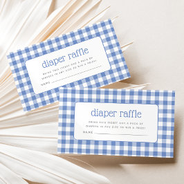 Tarjeta De Recepción Blue Gingham Boy Baby Shower Diaper Raffle