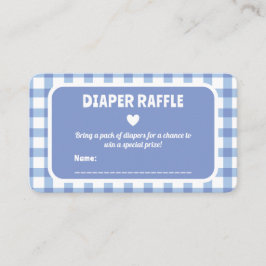Tarjeta De Recepción Blue Gingham Boy Baby Shower Diaper Raffle Ticket