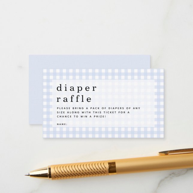 Tarjeta De Recepción Blue Gingham Diaper Raffle Picnic Baby Shower (Anverso/Reverso In Situ)