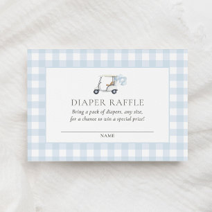 Tarjeta De Recepción Blue Gingham Golf Baby Shower Diaper Raffle Ticket