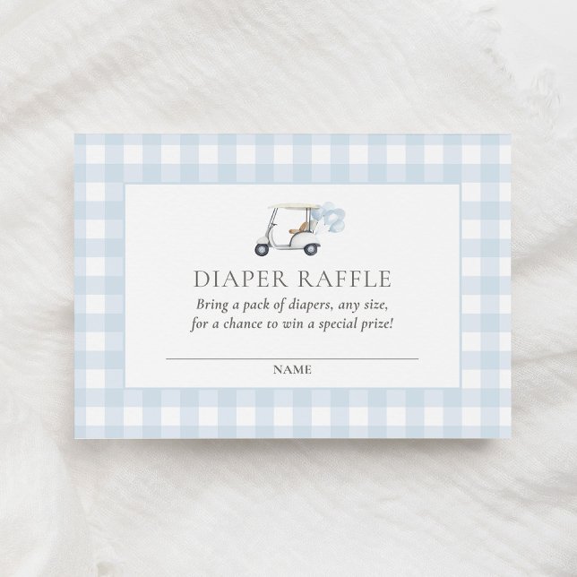 Tarjeta De Recepción Blue Gingham Golf Baby Shower Diaper Raffle Ticket (Subido por el creador)