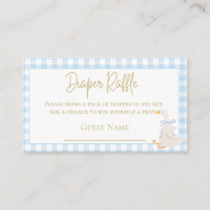 Tarjeta De Recepción Blue Gingham Goose Baby Shower Diaper Raffle