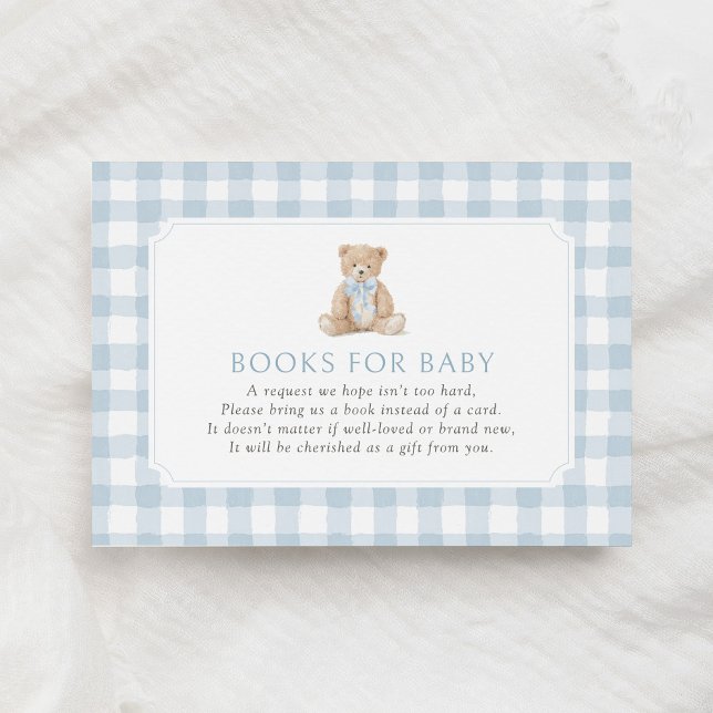 Tarjeta De Recepción Blue Gingham Teddy Bear Books for Baby (Subido por el creador)