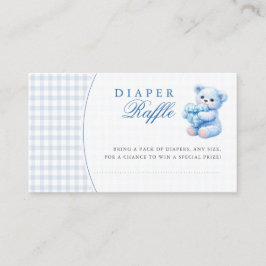 Tarjeta De Recepción Blue Gingham Teddy Bear Neutral Baby Shower