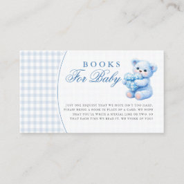 Tarjeta De Recepción Blue Gingham Teddy Bear Neutral Baby Shower