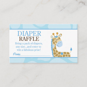 Tarjeta De Recepción Blue Giraffe Jungle Baby Shower Diaper Raffle