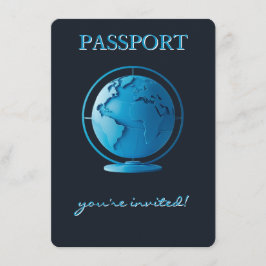 Tarjeta De Recepción Blue Globe Passport Travel Diaper Raffle